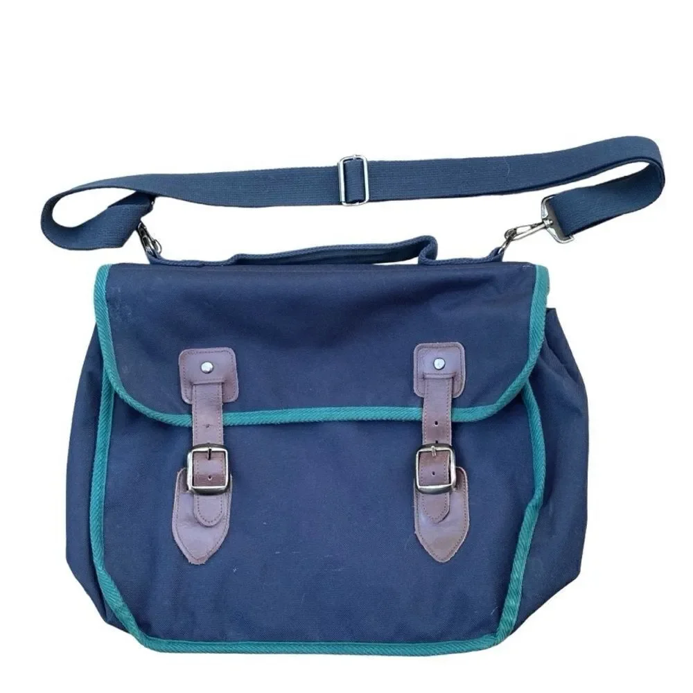 Vintage Lands’ End Messenger Bag Navy Green
